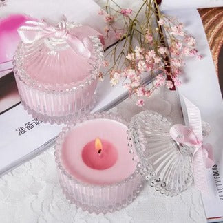 Glass Jar Candles with Lid in Rose Fragrance